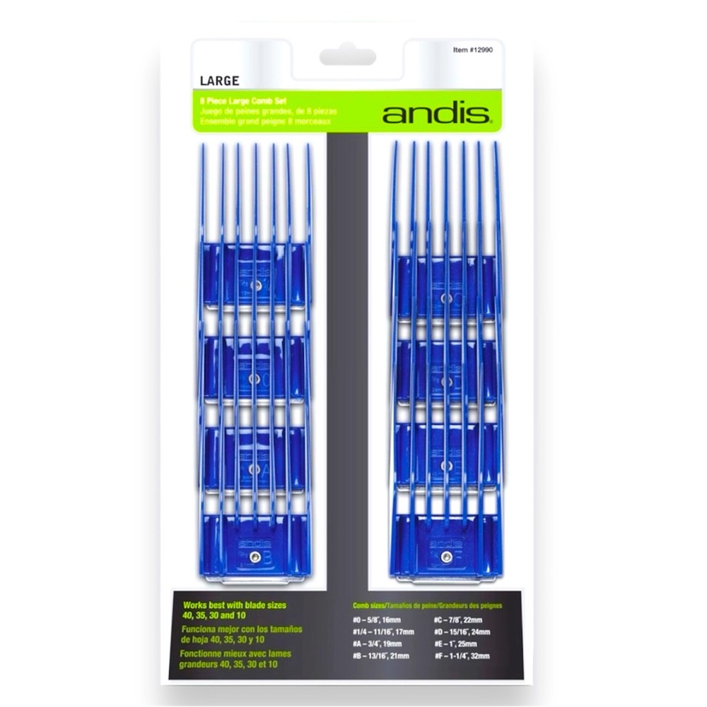 ANDIS Dog Clippers 8 Piece Large Comb Set • NEW IN BOX